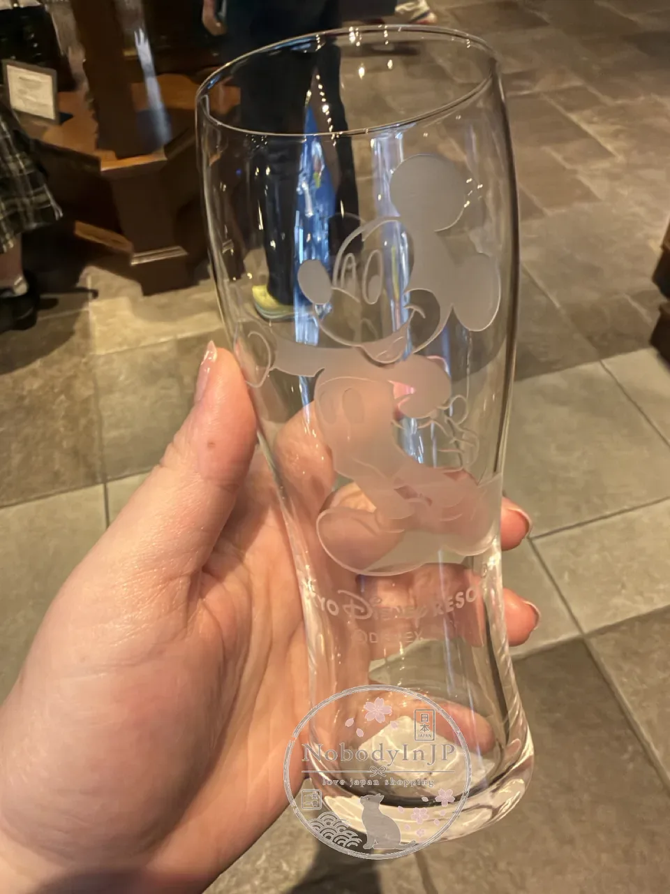 迪士尼樂園精雕曲線玻璃杯