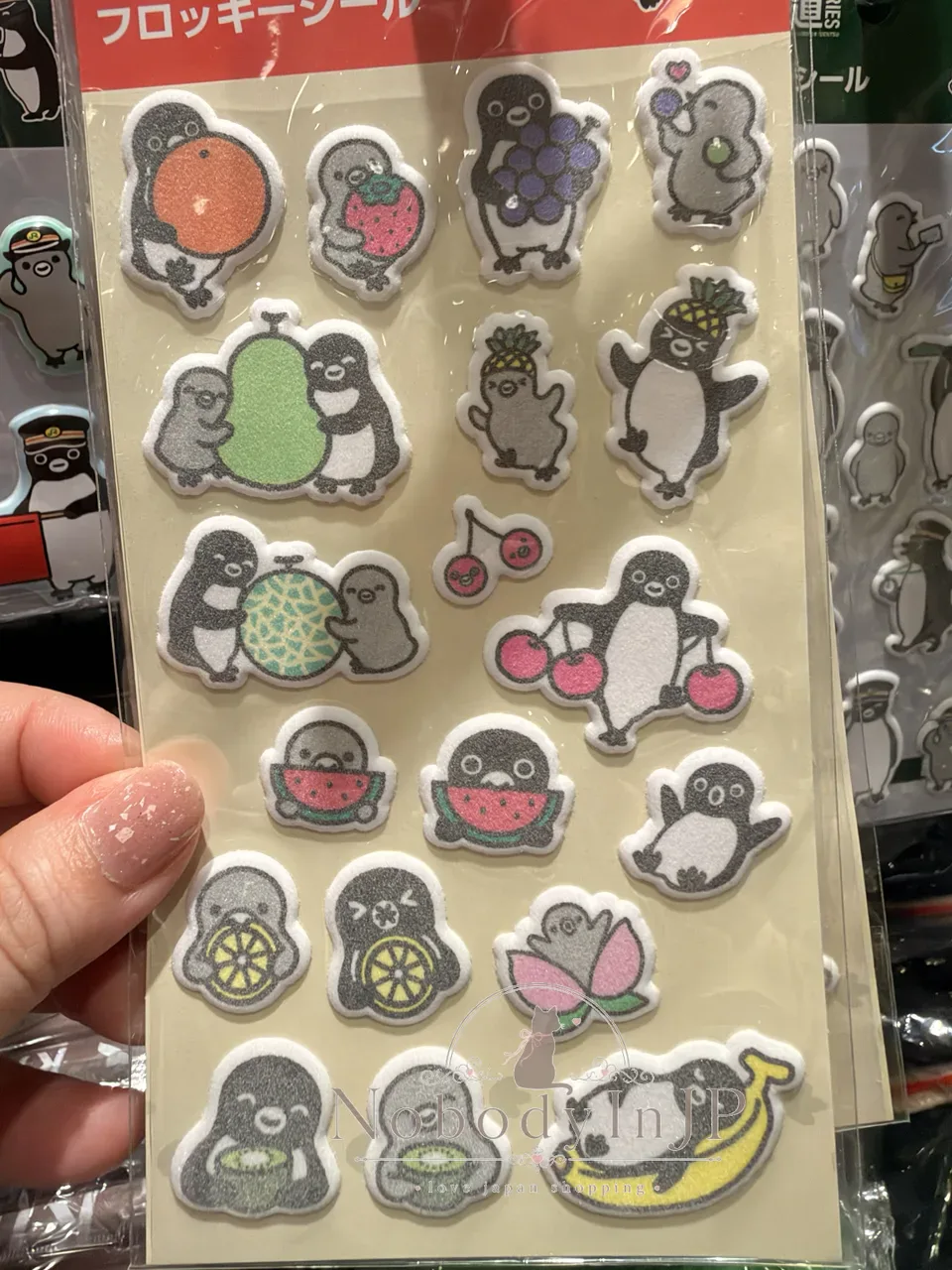 Suica企鵝鳥獸戲畫系列植絨感小貼紙