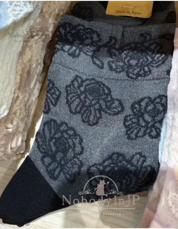 Tabio靴下屋日本製牡丹花朵透膚襪