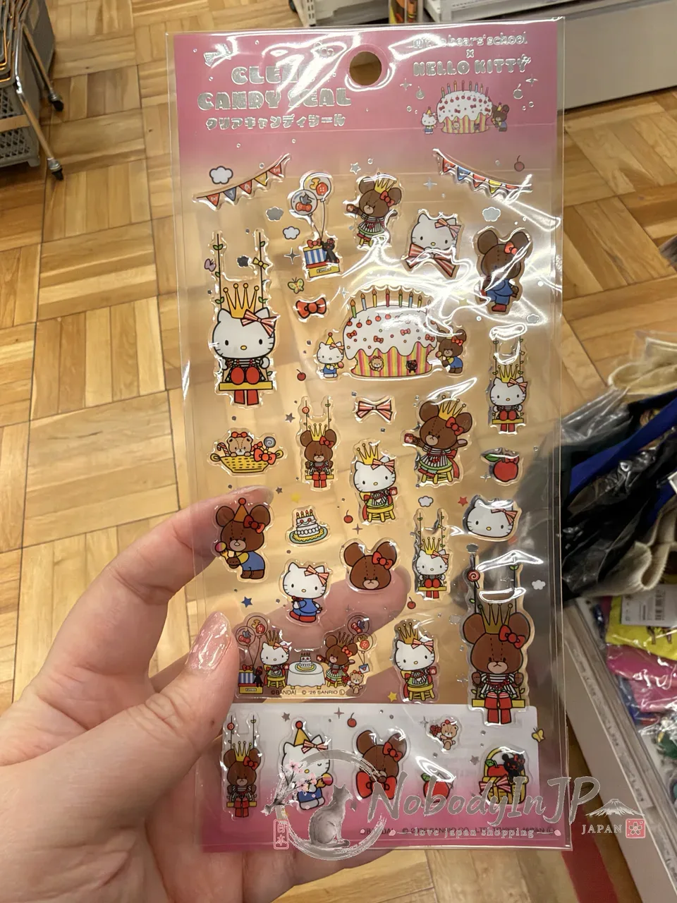 Sanrio Kitty x 小熊學校聯名透明水晶貼紙 特價