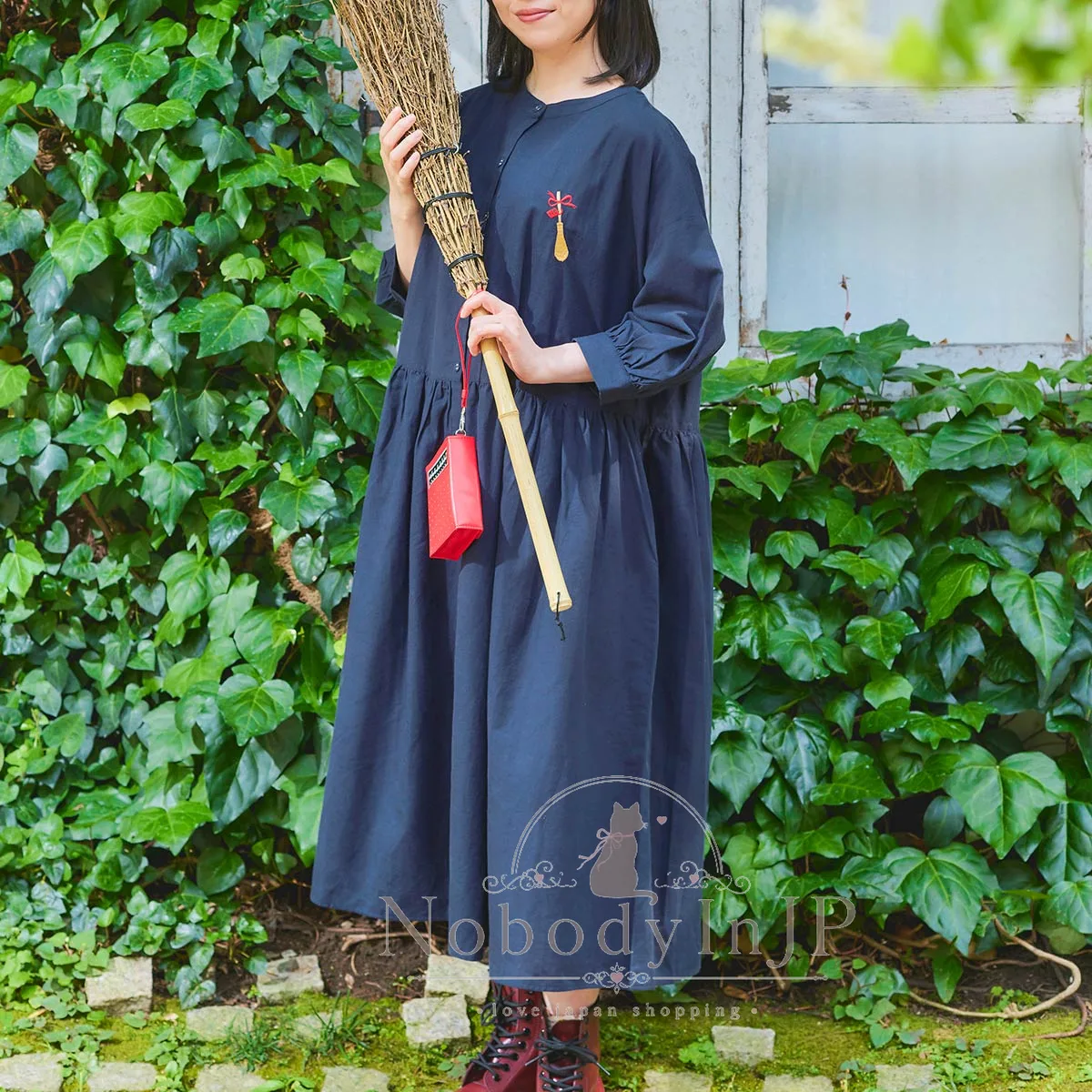 吉卜力宮崎駿小刺繡排扣洋裝(可當外套)
