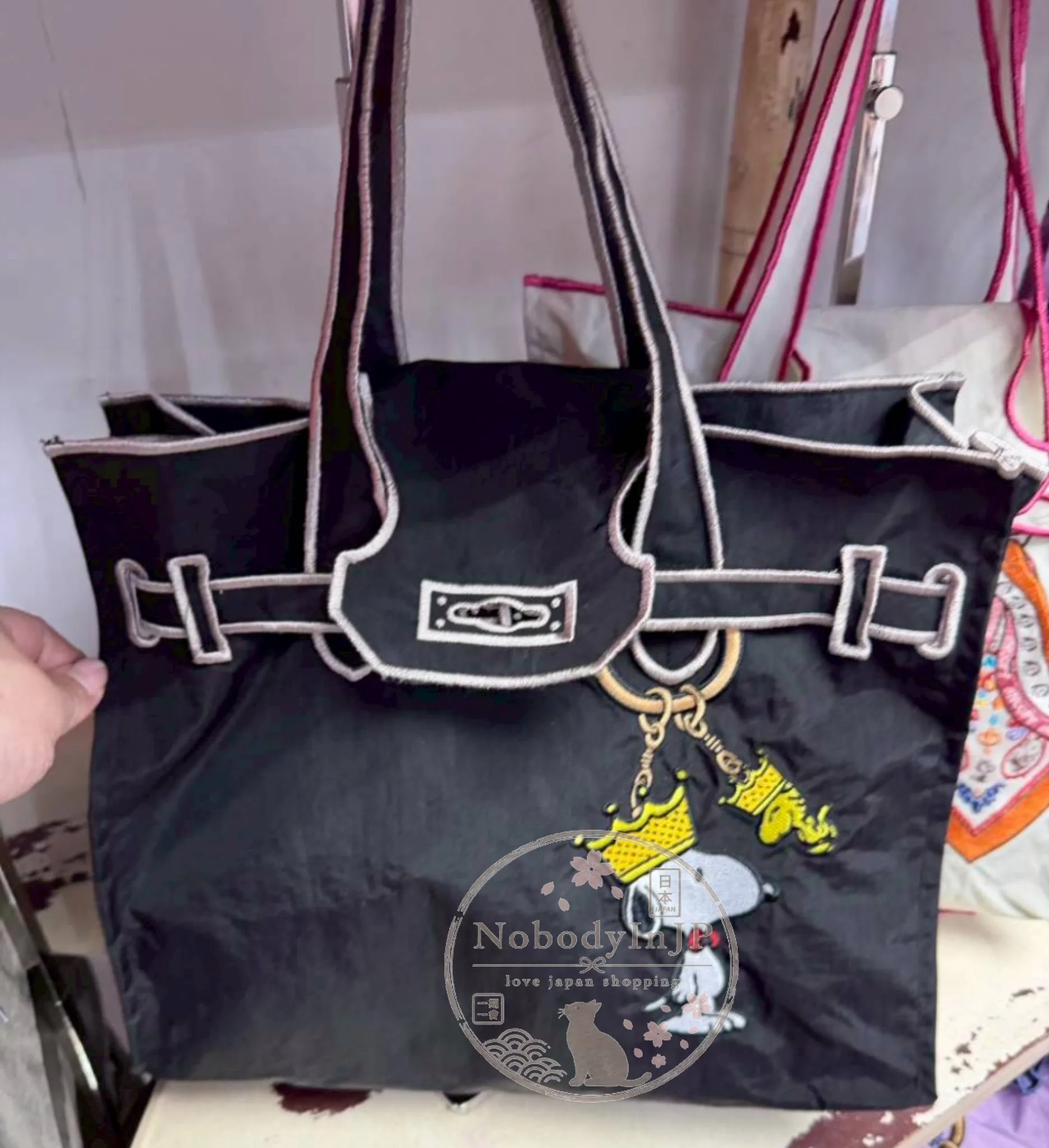 LACOUSETTEx史努比平價愛馬仕風格刺繡購物袋